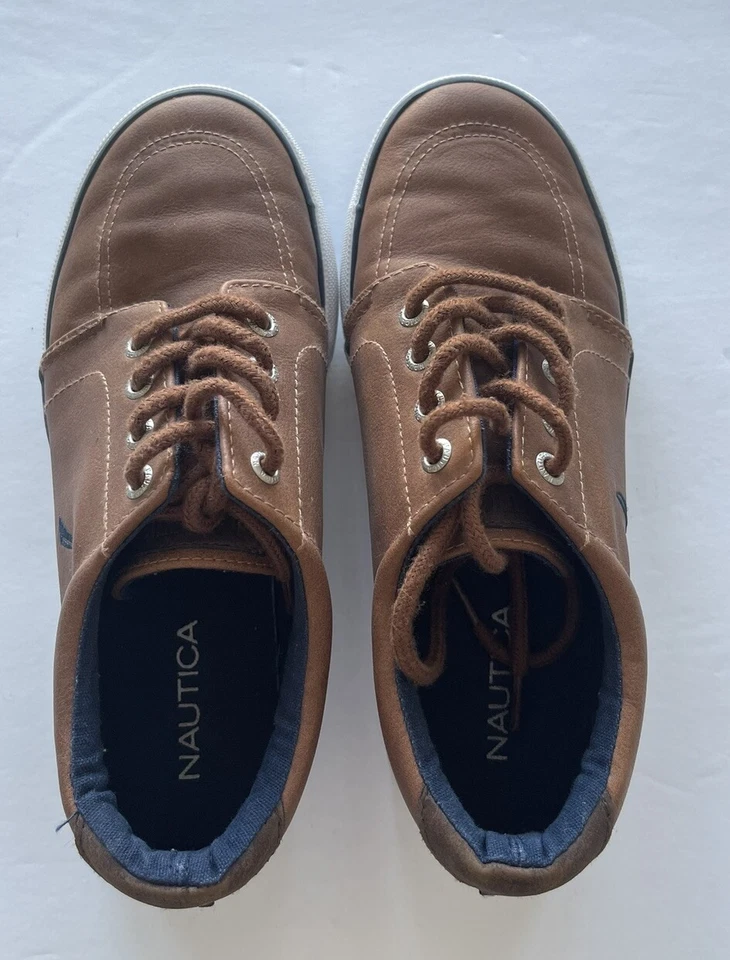 Nautica ZBEI Nautica Boys Youth Brown Loafers Boat Deck Shoes Size 2 - Image 3 of 4