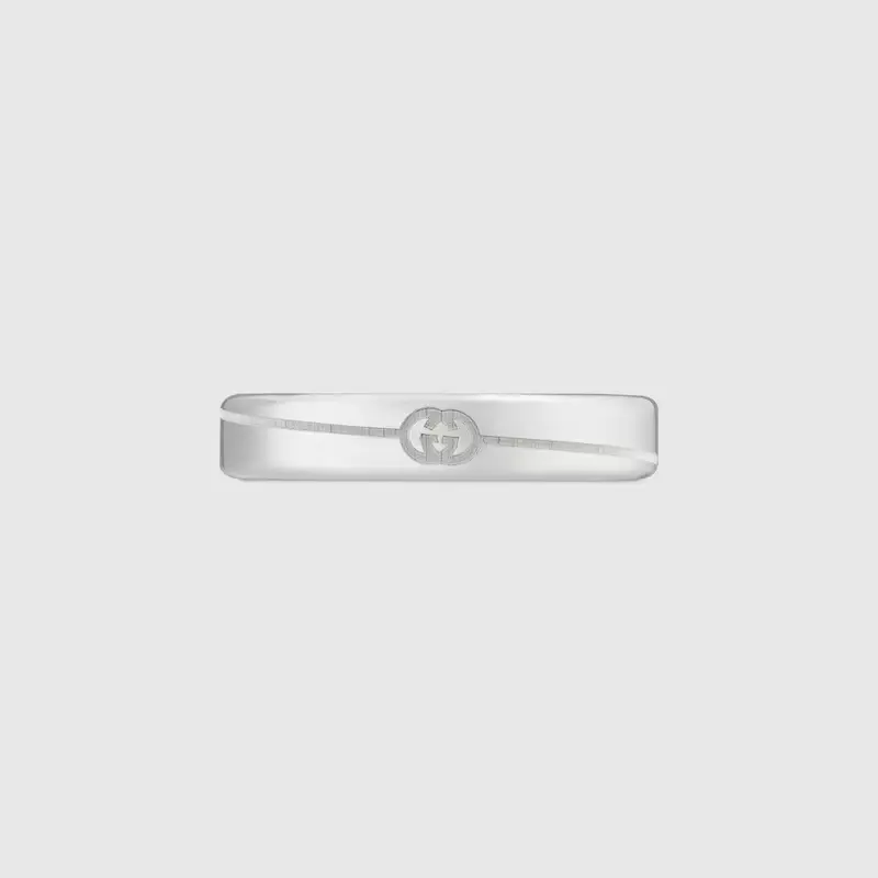 Bague mince Gucci Tag diagonale imbrication G 4 mm argent YBC774049001018
