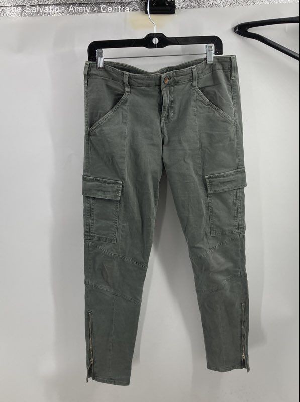 J Brand Womens Green Flat Front Ankle Zip Skinny Leg Pockets Cargo Pants Size 30