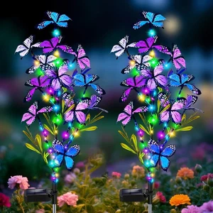 Solar Garden Lights Outdoor, Waterproof 2 Pack Solar Butterfly Lights with 60