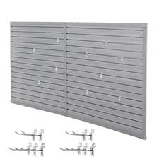 8 x4 PVC Slat Wall Paneling Interlocking Slatwall Panels Garage Storage - Hooks