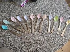 NUK Lot of 12 Assorted Colored Baby Spoons Soft Tip Bite Stainless Steel