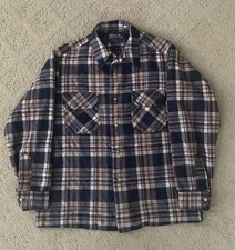 Vintage 70s Pendleton Wool Plaid Board Shirt Mens Large Loop Collar