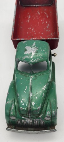 Vintage Hubley Kiddie Toy 9" Dump Truck Metal Green Red 1950s USA 476 - Picture 10 of 18
