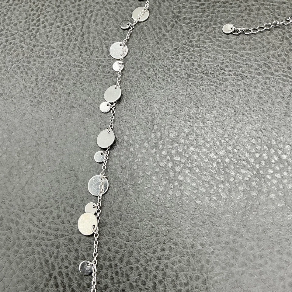 Lia Sophia Tono Plata Disco Dije Collar Largo Cadena Ajustable Mujer 30" Foto 3 de 4