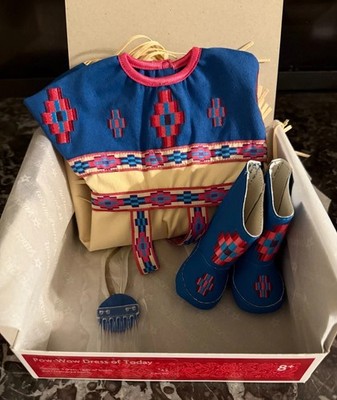 AMERICAN GIRL KAYA'S POW WOW DRESS~BOOTS~FEATHER~OUTFIT~COMPLETE~NEW