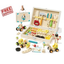 Comprehensive Kids Wooden Tool Set - Perfect Birthday Gift for Little Builders