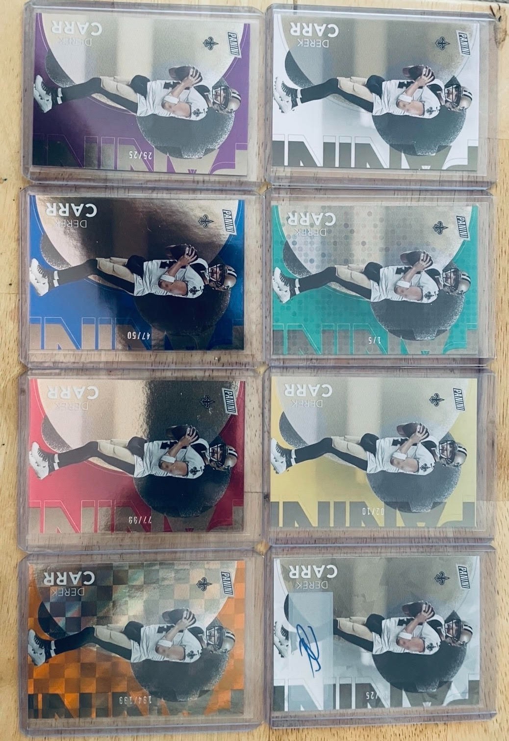 Derek Carr RAINBOW lot - 2023 Panini The National. Auto, 1/5, 2/10, and more!