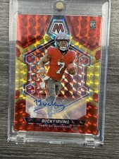 2024 Panini Mosaic Bucky Irving Rookie Auto Mosaic Choice Fusion Red and Yellow