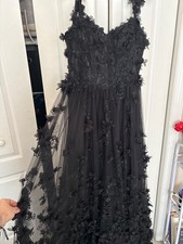 alyce paris prom dresses , black, embroidery with 3d flowers