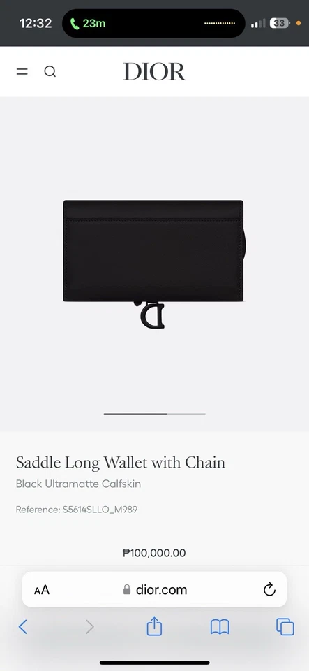 Christian Dior Ultra Matte Leather Saddle Chain Long Wallet - Image 3 of 4