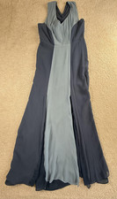 Reiss Dress Womens 10 Blue Silk Sleeveless Maxi Gown Elegant Formal Long