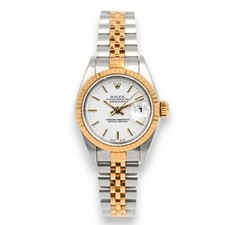 LADIES ROLEX DATEJUST 79173 WHITE DIAL TWO TONE WRISTWATCH SS 18K GOLD FULL SET