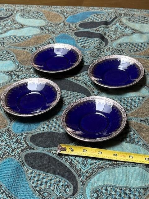 Limoges France Porcelain blue 4.5 inch   --  4 saucers