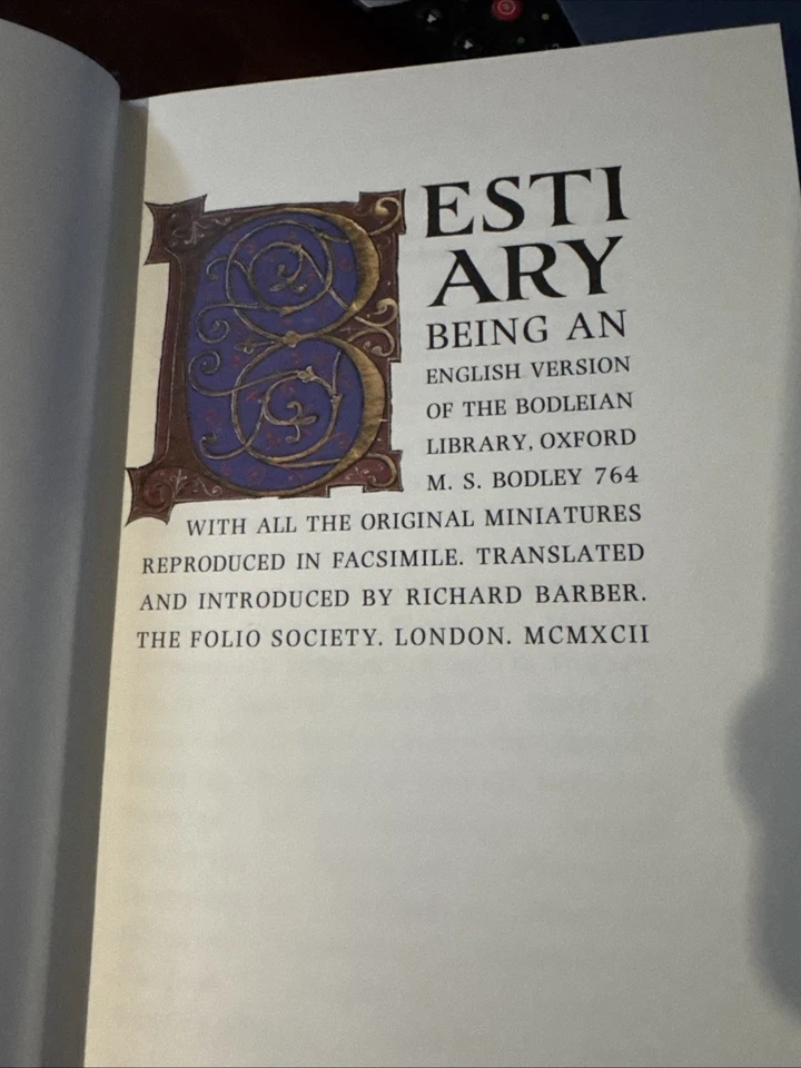 Folio Society Bestiary Bodleian Library M.S. Bodley 1992 Edition, Illustrated - Image 3 of 4