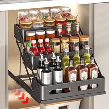 Spice Organization for Cabinet | 3 Tier Standing Height-Adjustable Spice Rack