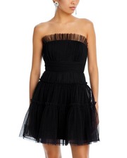NWT 398 BCBGmaxazria Strapless Tiered Tulle Mini Dress 0