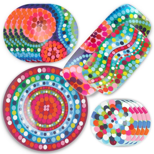 9" Melamine Dinnerware Colorful Salad, Side Plate - Bindi - Picture 9 of 9