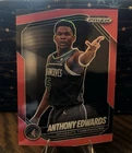 Panini Prizm Black 2024-25 Anthony Edwards Red Prizm #17 Timberwolves /299 Card