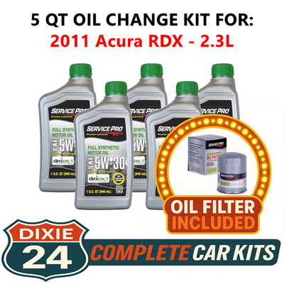 Fits: 2011 Acura RDX 2.3L 6,000 Mile Synthetic Oil & Filter Kit (5W-30)