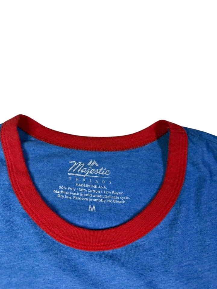 Majestic Threads Quebec Nordiques Ice Hockey Team Shirt Mens Medium Blue Red - Image 3 of 4