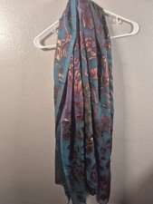 Women's Silk Scarf Neckerchief Shawl Wrap Beautiful Floral Print Long Scarf
