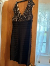 Adrianna Papell Black Lace Dress Cocktail, Evening, Wedding, Size 14