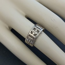 Vintage Sterling Silver Band Ring 925 Greek Key Geometric Men's Women Modernist