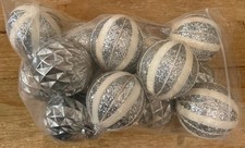 Lot of 14 Christmas Ball Ornaments Silver Glitter Styrofoam  Plastic 3" Round