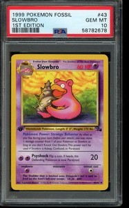 PSA 10 GEM MINT Pokemon Slowbro Fossil 1st Edition 43/62