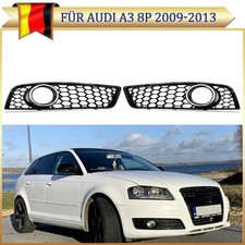 Schwarz Chrom L+ R Wabengrill Nebelscheinwerfer Gitter Für Audi A3 8P 2009-2013