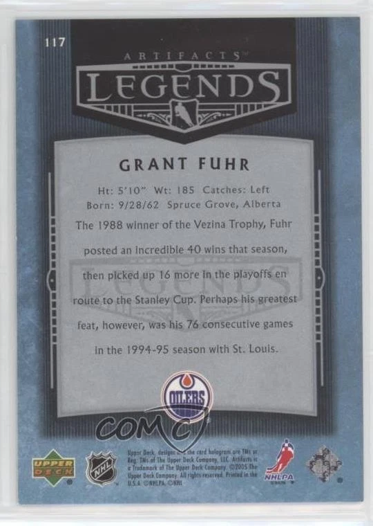2005-06 Upper Deck Artifacts Legends Red /50 Grant Fuhr #117 HOF - Image 2 of 2