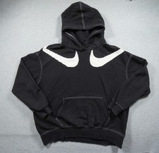 Nike Sweatshirt Mens Medium Black Hoodie Sweater Pullover Double Swoosh Sweater