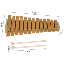 13 Notes Glockenspiel Classic Wood Color Xylophone Metal Keys Percussion Rhythm