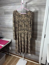 LOFT Beige and Black Zebra-Print Long Sleeve Midi Dress 1968