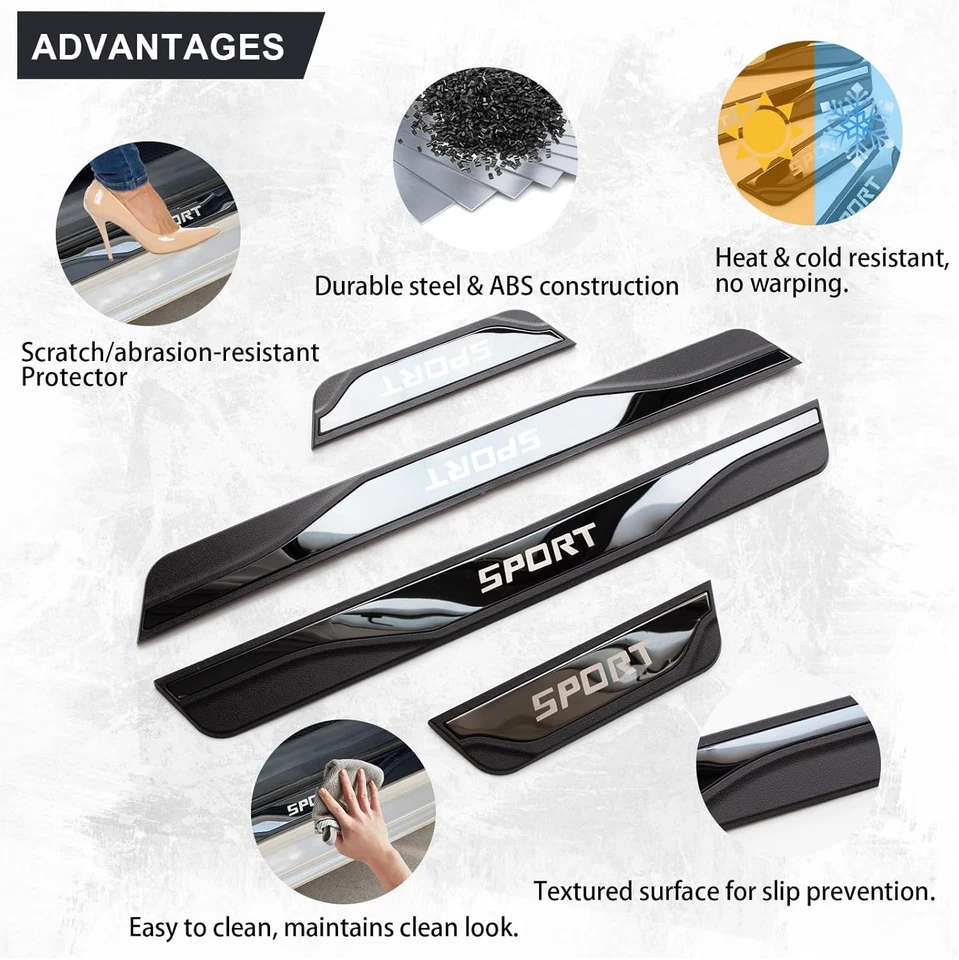 For Honda Accord Civic Pilot Passport Sport Car Door Sill Scuff Plate Protector Foto 3 de 4