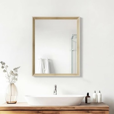 Effect Framed Wall Mirror, 16x20 Rectangle Mirror, 1/8'' 20''L x 16''W Oak Wood