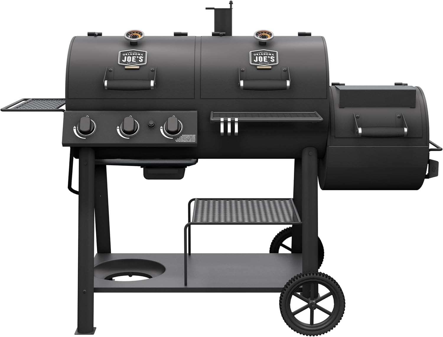 &reg; Canyon Combo Dual Fuel 3-Burner Propane Gas and Charcoal Smoker and Grill with