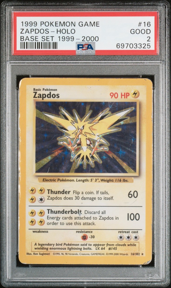 1999 Pokemon Game #16 Zapdos-Holo Base Set 1999-2000 4th Print PSA