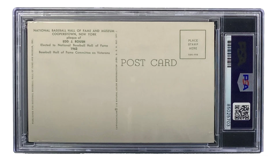 Edd Roush Signed 4x6 Chicago White Sox HOF Plaque Card PSA/DNA 85025703 - Image 2 of 3