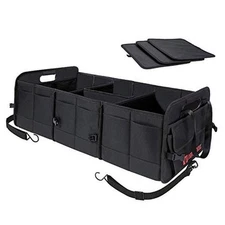  Multipurpose Car Trunk Organizer with Straps,Non-Slip Waterproof Black