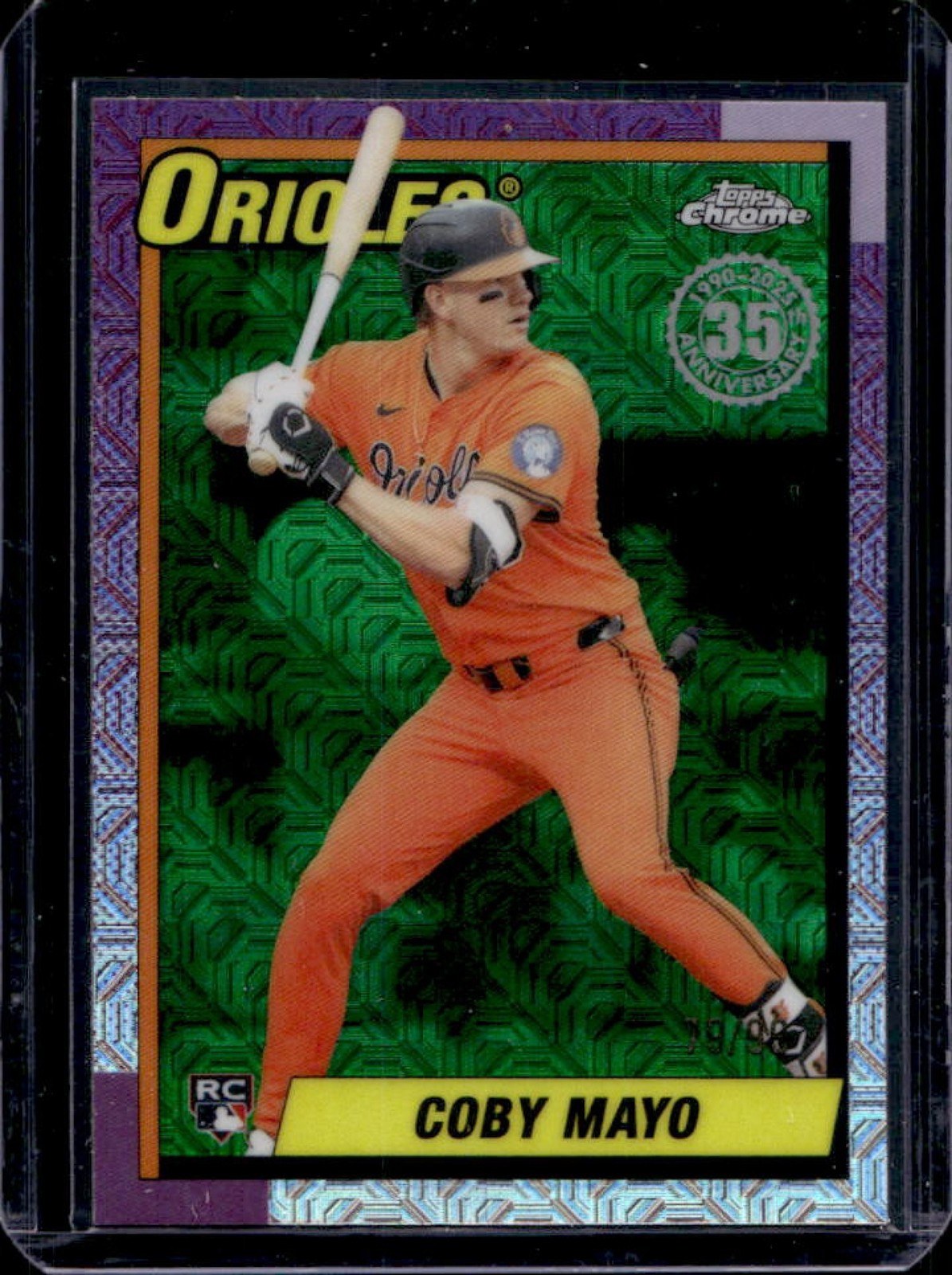 2025 Topps Update Coby Mayo Silver Pack 1990 Chrome RC Green Mojo Refractor #/99