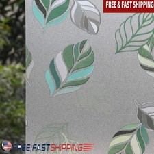 Frosted Leaf Window Film Static Cling Privacy Protection UV Blocking 9.68 Sq Ft
