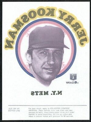 Jerry Koosman NEW YORK METS 1976 QUAKER Ice Cream Transfer Mint