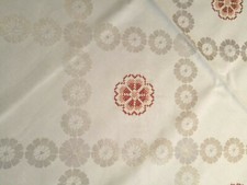 Tischdecke 1,30x2,70m Baumwoll-Damast silber grau Stickerei Blütenmuster MS118