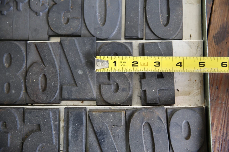 Vintage Typeset drawer letterpress Number Stamps Magnetic Rubber metal tray B - Image 4 of 4