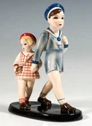 GOLDSCHEIDER Figur Gruppe Wien 2 Schoolchildren, Claire Herczeg Weiss