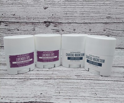 4 Schmidt's Natural Deodorant Stick CHARCOAL MAGNESIUM &LAVENDER TIPS 0.7oz Each