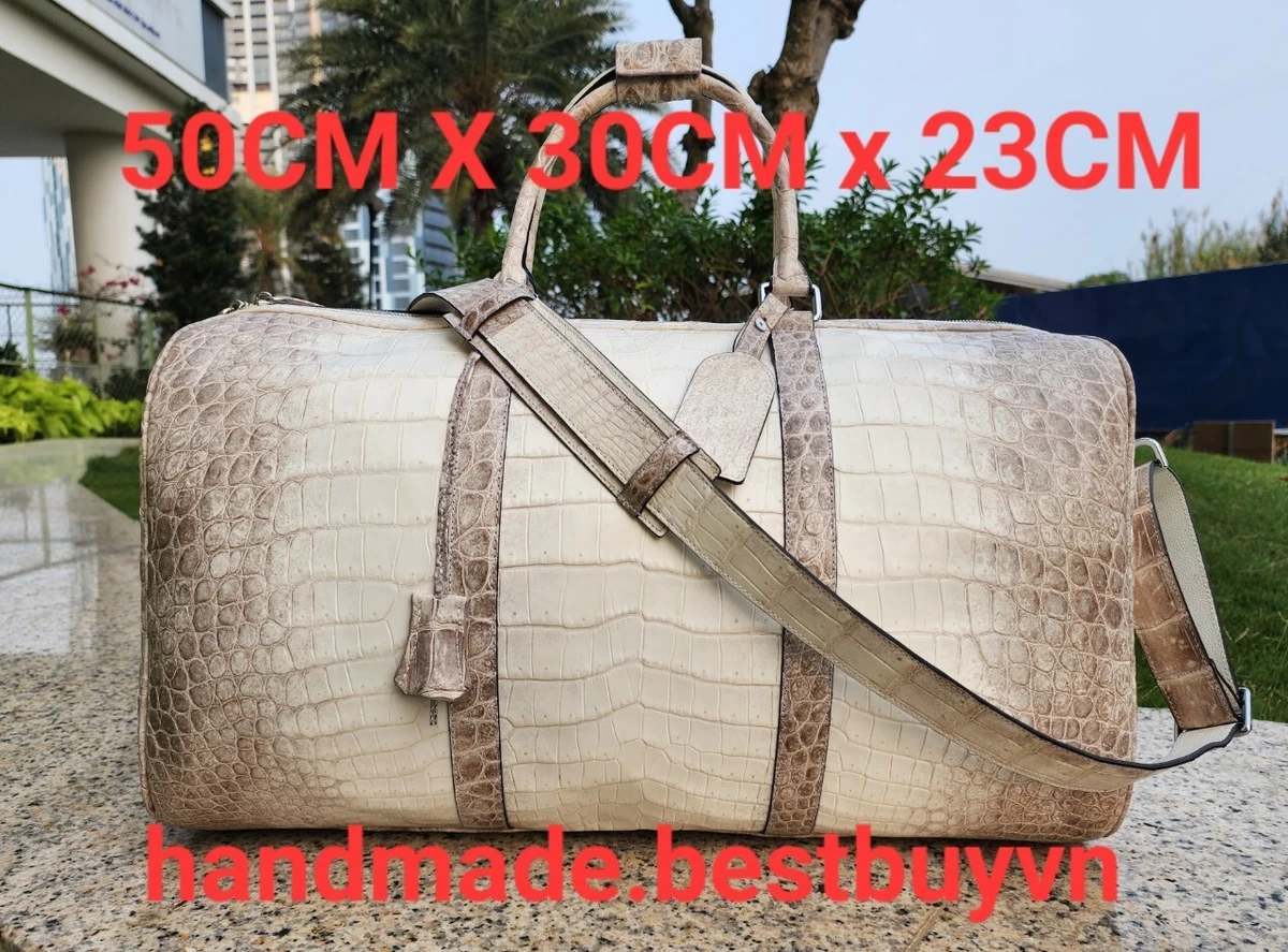 Genuine Belly Crocodile Leather Luggage Bag / Duffle Bags for Men in White  Himalayan Crocodile Skin #CRM501L