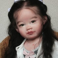 Pretty 30" Huge Realistic Toddler Girl Reborn Baby Doll Hand-rooted Hair Art Toy